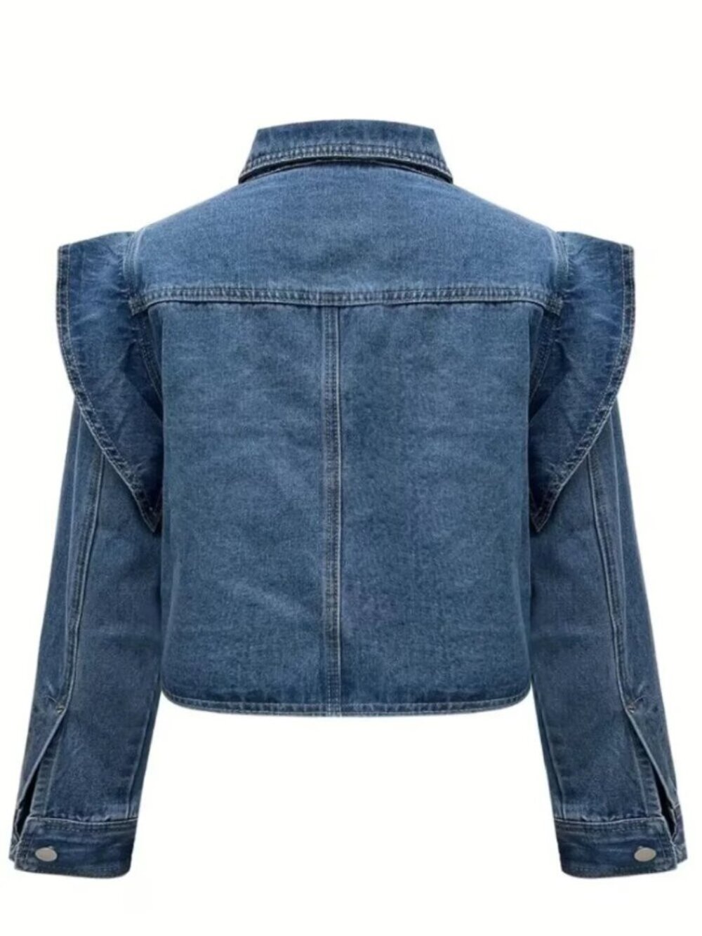 Ruffle Buttoned Denim Jacket - Picture 6 of 6
